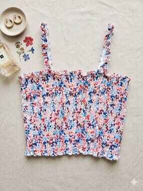 Old Navy Smocked Floral Crop Tank